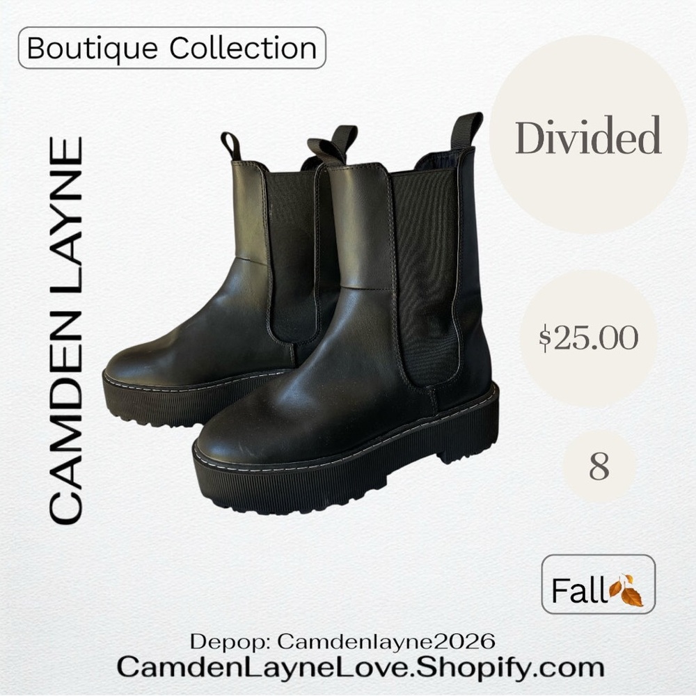 Divided Black Platform Ankle Boots(NEW) - Picture 2 of 5